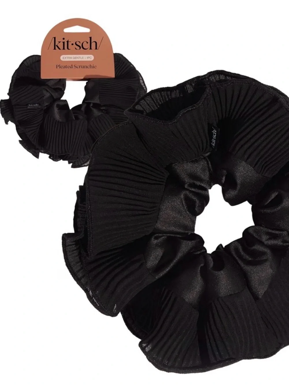 NWT ⚜️🖤⚜️ KITSCH Pleated Scrunchie Black